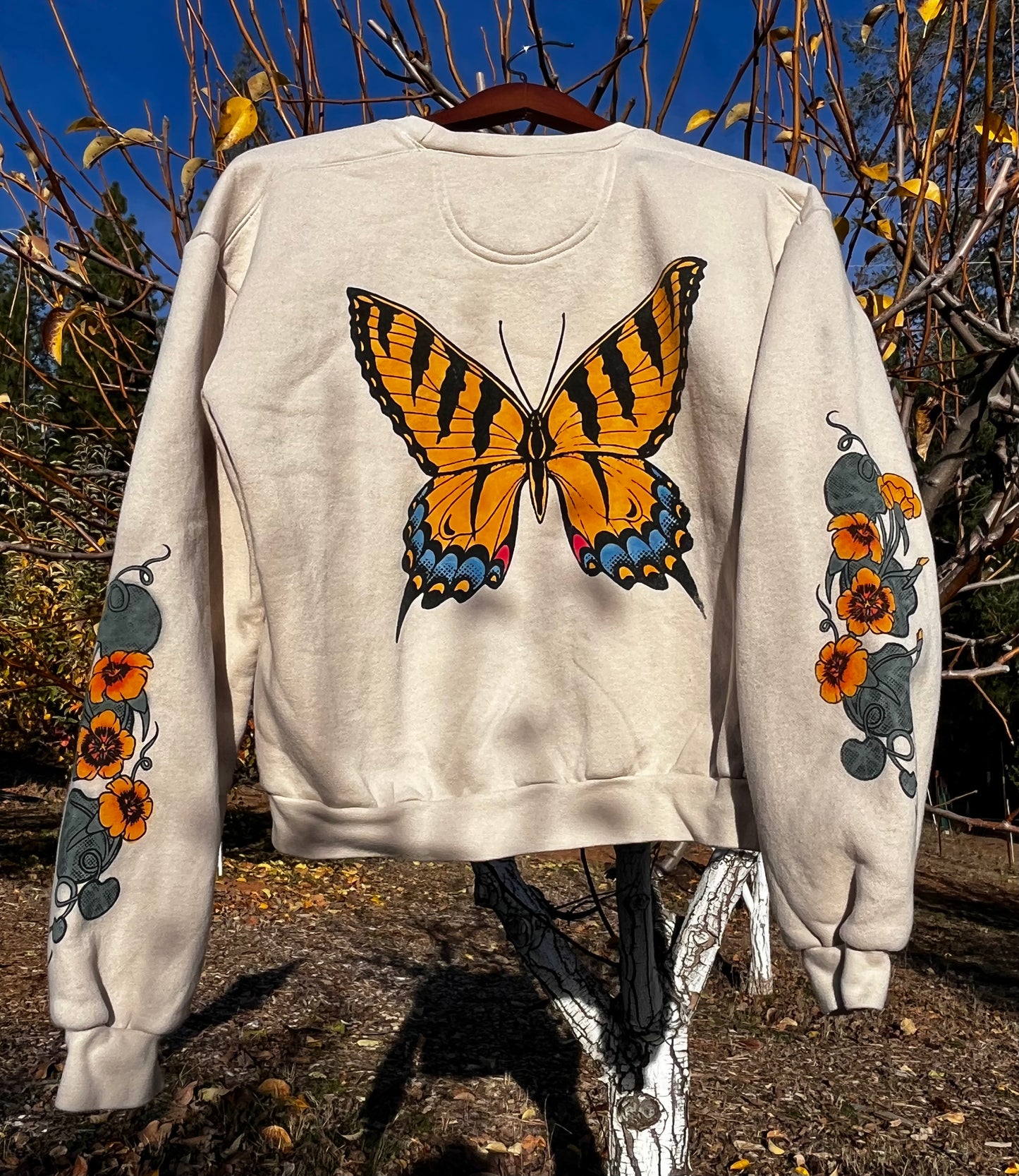 Swallowtail Butterfly Crop Crew Neck