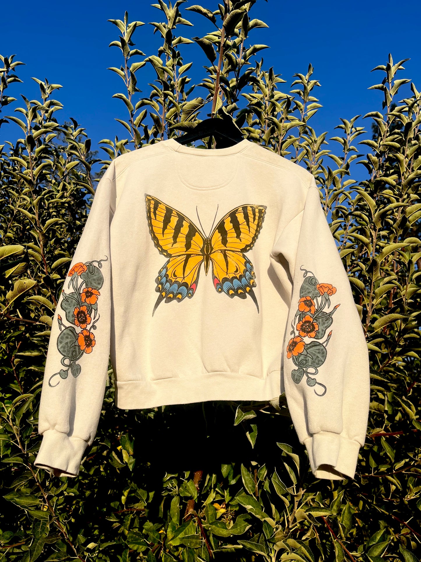 Swallowtail Butterfly Crop Crew Neck