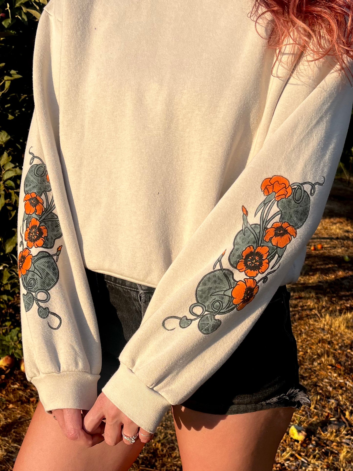 Swallowtail Butterfly Crop Crew Neck