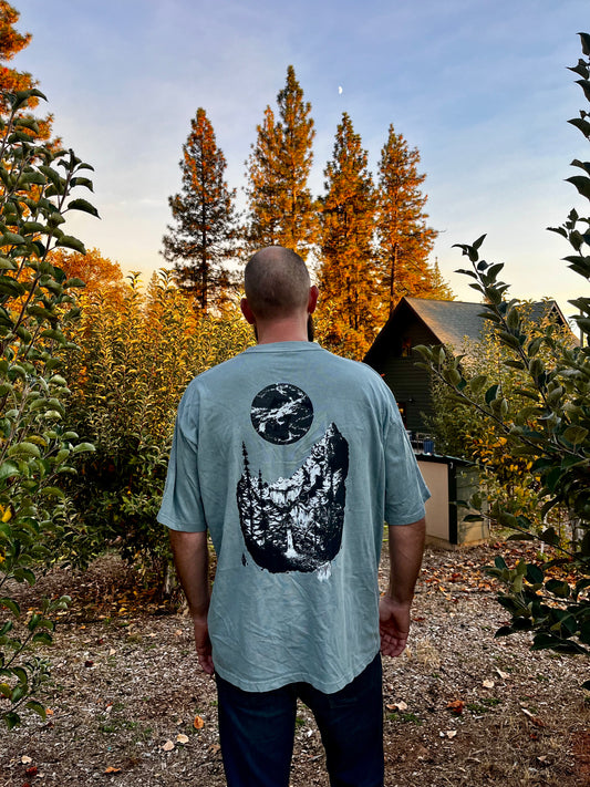 Mountain & Moon Tee in Dusty Blue